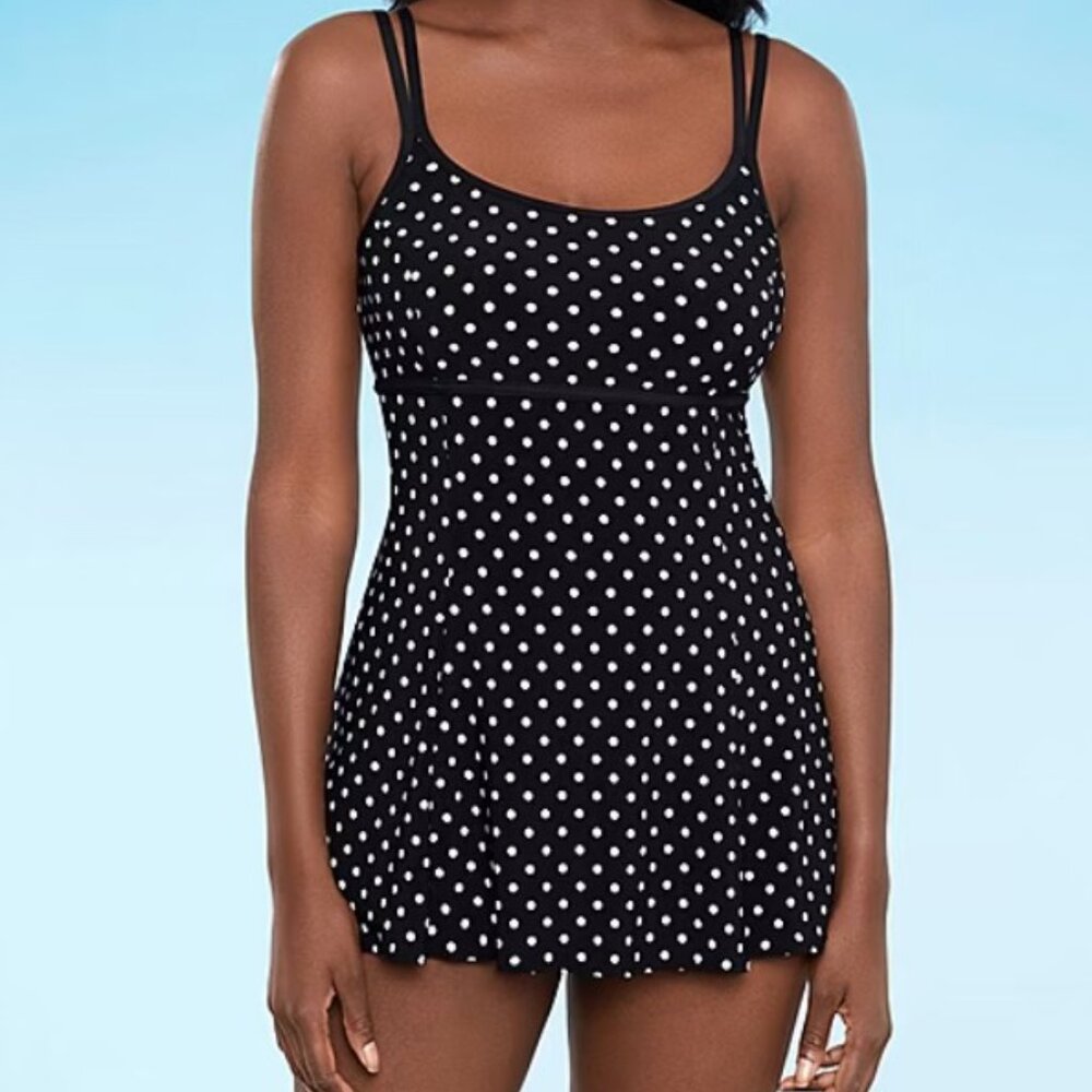 Black Polka Dot Swimdress One-Piece